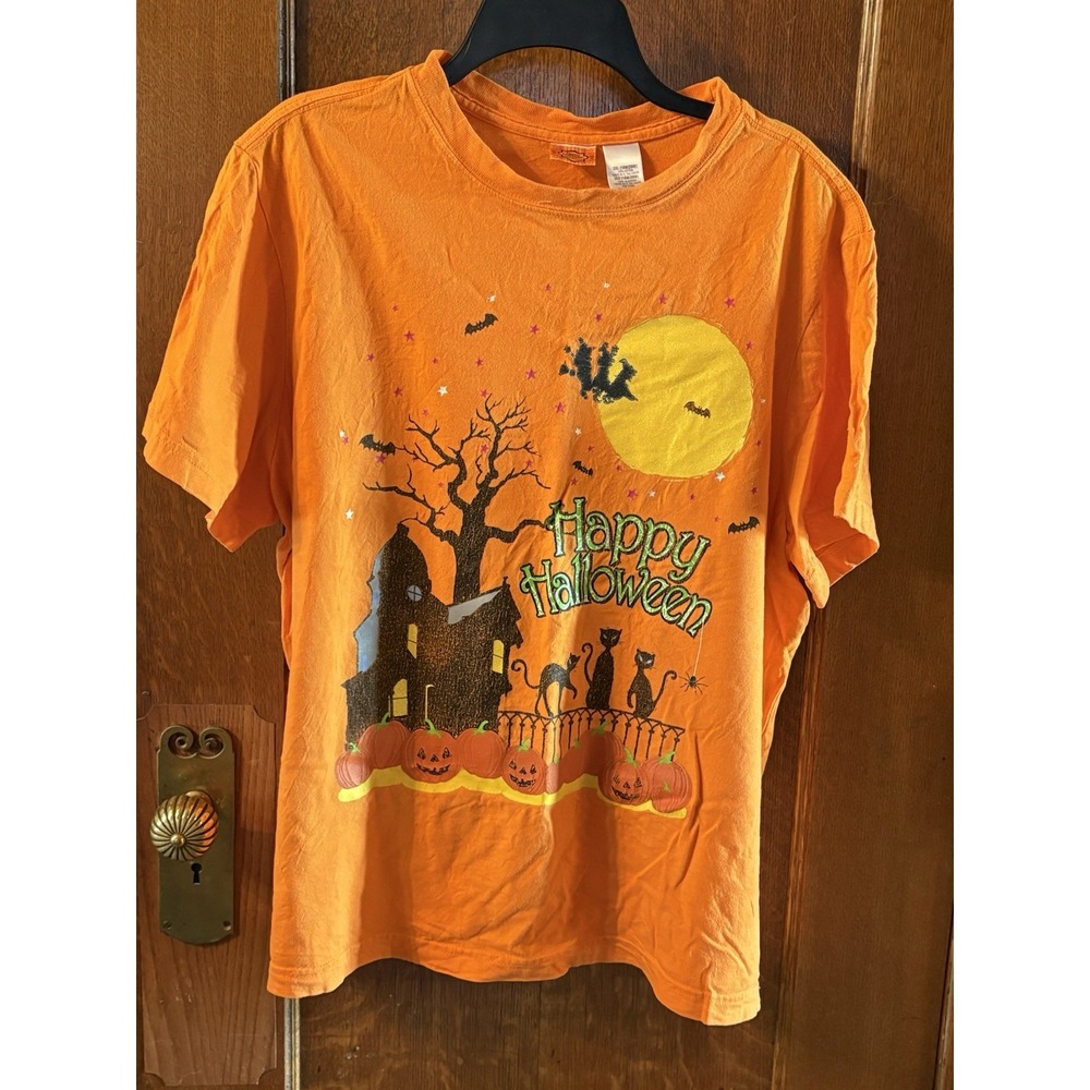 HAPPY HALLOWEEN T-SHIRT ORANGE/BLACK SIZE 2XL / 18W/20W WOMENS COTTON
